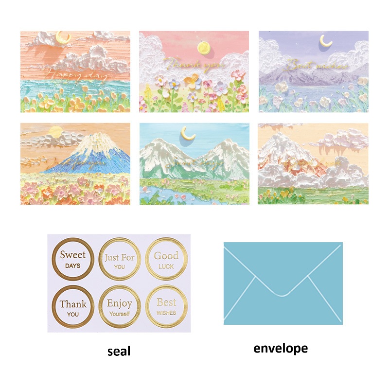 INS Style Oil Painting Greeting Card Set – Romance Under the Moon